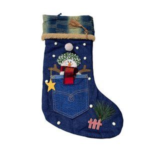 Fleece snowman in pocket Christmas Stocking